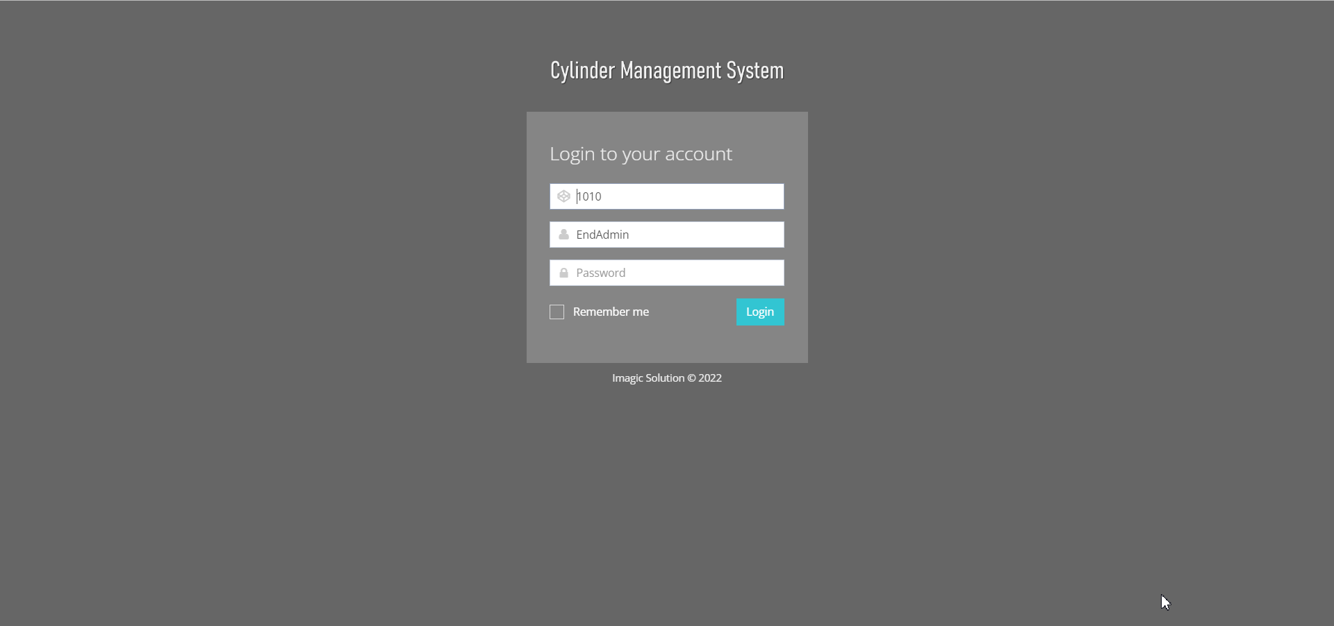 cylinder management : login screen